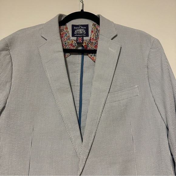 SAVILE ROW CO maddox stripped Blue cotton Blazer Men’s size 42L - Picture 3 of 7